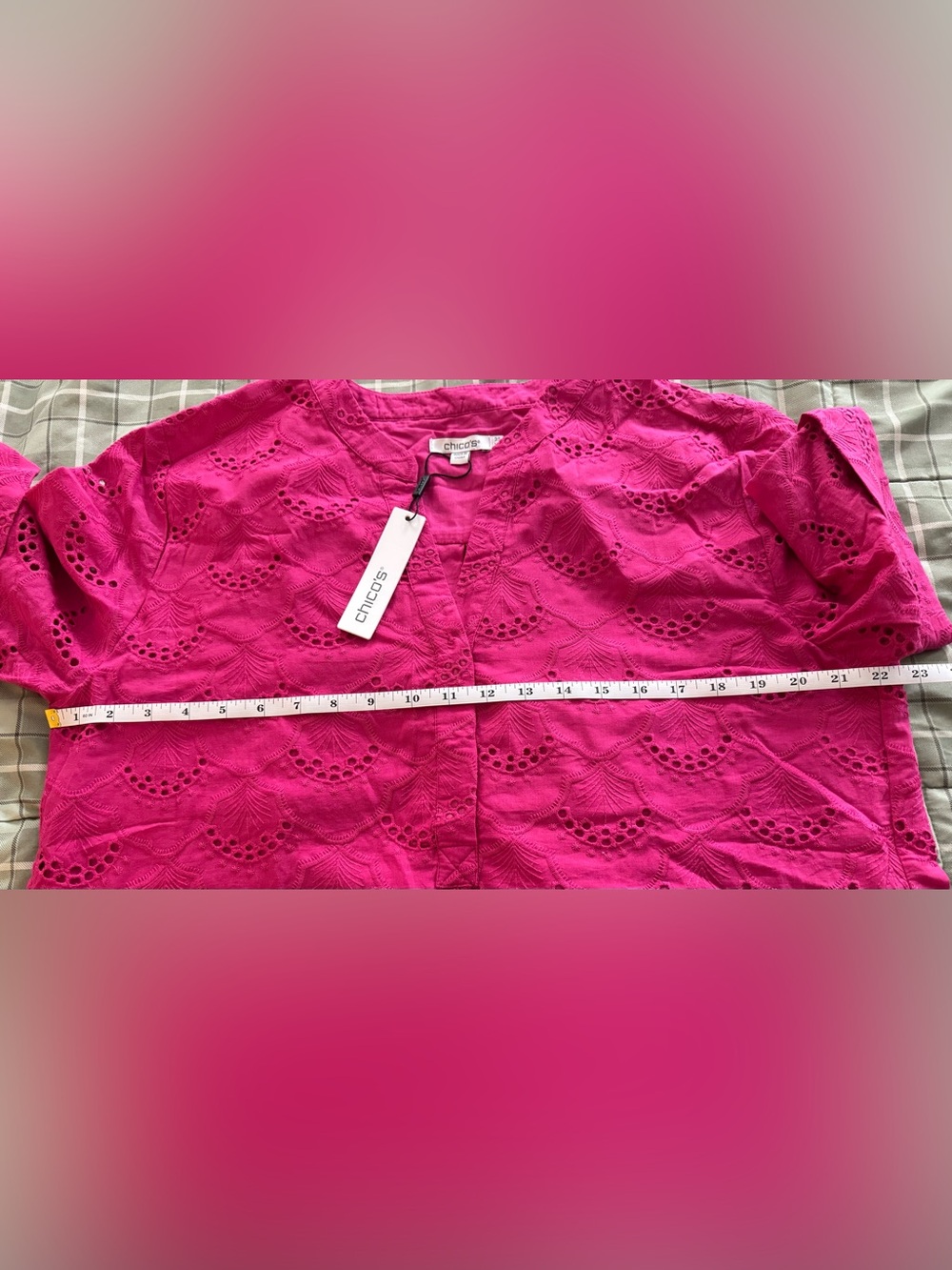NWT Chico's Fuchsia Eyelet Shift Dress - Picture 8 of 8